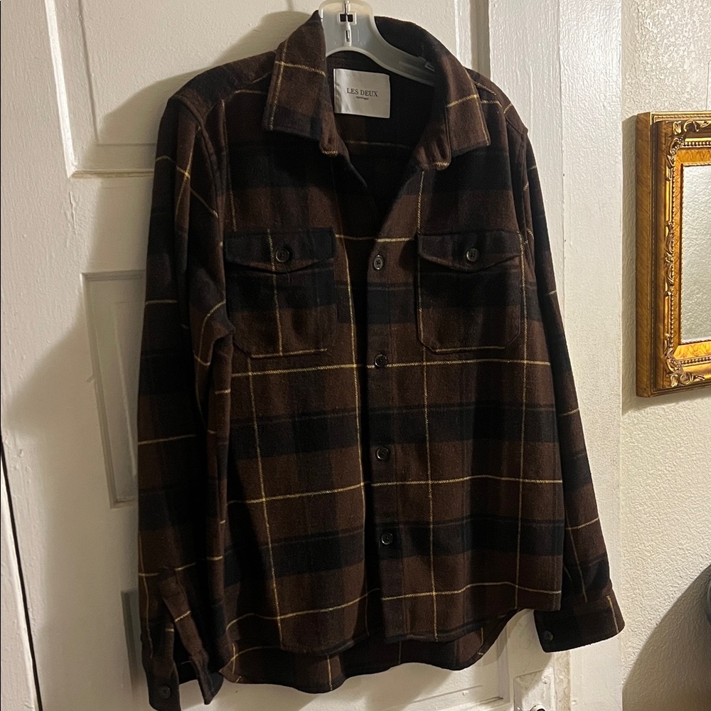Les Deux Men's Brown Plaid Shirt-Jacket